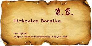 Mirkovics Borsika névjegykártya